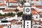 Saint Sabastian church with clock tower in Ponta Delgada on Sao Miguel Island in Azores, Portugal, 26 april 2017