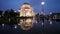 Saint Sava temple in Belgrade, Serbia with fountain on the rainy night