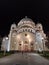 Saint Sava Temple Belgrade Serbia at night entrance