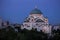 Saint Sava temple illuminated in the evening, Belgrade