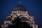 Saint Sava temple illuminated in the evening, Belgrade