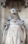 Saint Scholastica, statue on the portal of the Basilica of Saint Clotilde in Paris