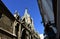 Saint Severin flamboyant gothic church with blue sky. Paris, France.