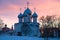 Saint Sophia Cathedral in March sunset. Vologda, Russia