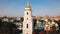 Saint Sophia`s Cathedral, square. Kiev Kiyv Ukraine with Places of Interest. Aerial drone video footage. Sunrise light