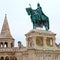 Saint Stephen monument in Fisherman`s Bastion in Budapest, Hunga