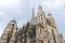 Saint Stephen`s Cathedral Stephansdom. Colorful roof and tower. Archtecture photo. Wien. Vienna. Austria.