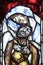 Saint Teresa of Calcutta, detail of stained glass window in St. John church in Piflas, Germany