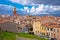 Saint Tropez village church tower and old rooftops view, famous tourist destination on Cote d Azur