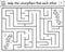 Saint Valentine day black and white maze for children. Holiday preschool printable activity. Funny line game with insects.