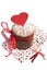 Saint Valentine\'s cake with red heart isolated in white