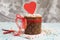 Saint Valentine\'s cake with red heart (panettone)