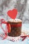 Saint Valentine\'s cake with red heart (panettone)