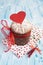 Saint Valentine\'s cake with red heart (panettone)