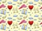 Saint Valentine`s Day seamless pattern on yellow backgrond