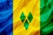Saint Vincent and the Grenadines country flag on silk or silky waving texture