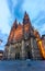 Saint Vitus cathedral illuminated at night. Prague landmark