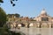 The SaintAngel bridge and St. Peter`s Basilica , Rome, Italy