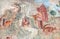 Saints and devils on 14th century fresco Triumph of Death and Last Judgement in Camposanto Monumentale