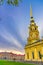 Saints Peter and Paul Cathedral Orthodox church with golden spire, Saint Petersburg Mint
