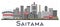 Saitama Japan City Skyline with Color Buildings Isolated on Whit