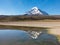 Sajama volcano and lake Huanacota. Andean Bolivia