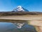 Sajama volcano and lake Huanacota. Andean Bolivia