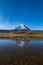 Sajama volcano and lake Huaynacota. Andean Bolivia