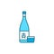 Sake bottle and glass color line icon. Alcoholic beverages.