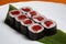 Sake maki Japanese sushi rolls with tuna