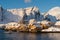 Sakrisoy fishing village in winter season in Lofoten island, Nordland in Norway, Scandinavia