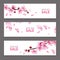 Sakura banners. Spring japanese cherry flower blossom and branches, falling pink sakura petals, springtime april sale