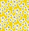 Sakura blossom seamless pattern on sunny yellow background.