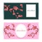 Sakura, Cherry Blossoming Tree Vector Card Illustration. Set of Beautiful Floral Banners, Greeting cards, Wedding Invitations