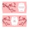Sakura, Cherry Blossoming Tree Vector Card Illustration. Set of Beautiful Floral Banners, Greeting cards, Wedding Invitations
