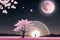 Sakura. Cherry blossoms in spring, Japan. Ai generated spring landscape