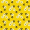 Sakura flower blossom seamless pattern on yellow