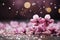 Sakura flowers on a lilac background. Floral banner, cherry blossoms