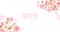 Sakura flowers realistic floral banner. Cherry blossom vector greeting card design. Spring flower illustration