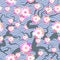 Sakura flowers seamless pattern Nature background with blossom branch of pink flowers. Cherry tree branches japanese wave circle p