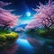 Sakura garden ethereal dreamy night Beautiful