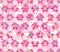 Sakura hexagon flower rabbit fan pink pastel seamless pattern