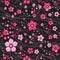 Sakura japan cherry branch with blooming flowers vector illustration. Seamless pattern.