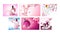 Sakura Natural Cosmetics Promo Posters Set Vector