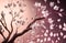 Sakura pink blossoms close up. Blooming cherry tree. Spring floral background