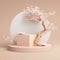 Sakura Pink Flower Tree Branch on Beige Podium: Ideal for Cosmetic and Beauty Product Promotion with Spring Mock up and Copy Space