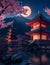 Sakura Serenity: Japanese Architecture Amidst Blossoms