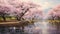 Sakura Symphony: A Blossoming Painting of Japanese Cherry Trees