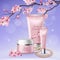 Sakura Tubes Of Cosmetics Composition