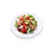 Salad with arugula, strawberries, goat cheese and walnuts isolated